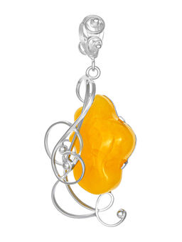 Красивый кулон из яркого медового янтаря в ажурной оправе Риальто