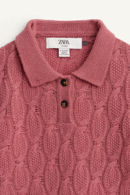 100% WOOL CABLE KNIT POLO SHIRT LIMITED EDITION - Zara фото 7