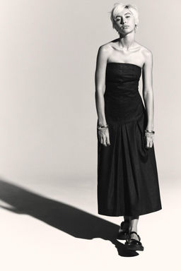 VESTIDO MIDI DENIM TRF PALABRA D EHONOR / Negro