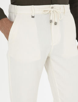 Брюки из льняной ткани цвета экрю-морковки - Cacharel фото 5