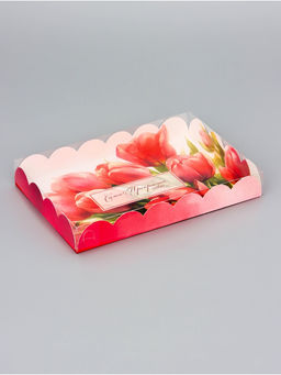 Цена за 5 шт. Коробка для печенья, Тюльпаны, 22?15?3 см