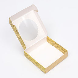 Цена за 2 шт. Коробка сборная с окном, «Золотой бант», 11.5×11.5×3 см