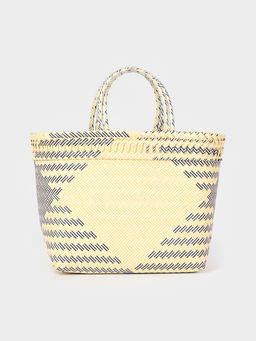 Сумка плетёная, 30×15×35 см, пластик, бежевая с чёрным