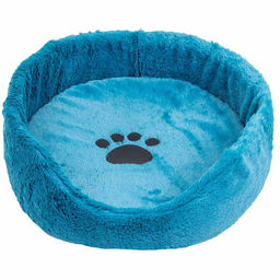 Лежак Редпл. "LISA" 40*40*16см с подушкой(бирюз.пушист.мех+сетин в/о,поролон+пер.) 9331бирюз