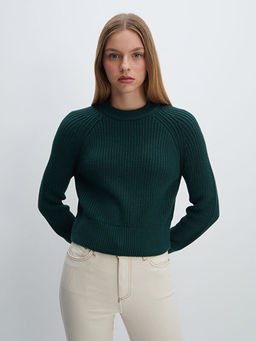 Bisiklet Yaka D?z Uzun Kollu Kad?n Triko Kazak