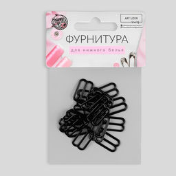 Цена за 6 шт. Регулятор для бретелей, металлический, 15 мм, 20 шт, цвет чёрный - Арт узор фото 3