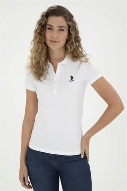 Женская белая базовая футболка с воротником-поло Неожиданная скидка в корзине - U.s. polo assn фото 3