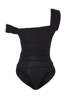 TRENDYOLMILLA Siyah Asimetrik Yaka Simli Orme Body TPRSS25BD00007 фото 9