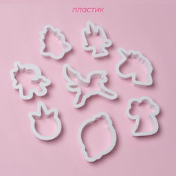 Формы для печенья Доляна «Праздник единорога», набор 8 предметов, 9×6×1.5 см, пластик, белые