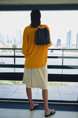 BOLSO DE HOMBRO PIEL COMBINADO / Azul Marino - Zara фото 3