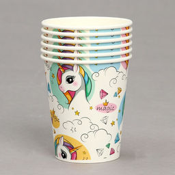 Стакан бумажный Единорог, в наборе 6 шт.