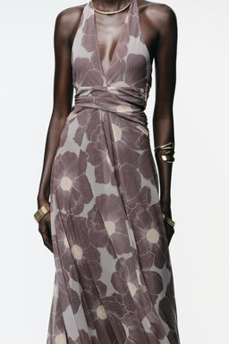CUT-OUT PRINTED TULLE LONG DRESS - Zara фото 11