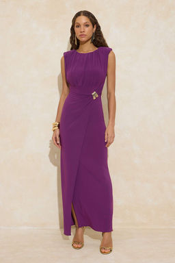 Siyah Duz Aksesuar Detayl? Maxi Abiye & Mezuniyet Elbise TPRSS26AE00026 - Trendyolmilla фото 5
