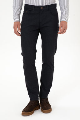 Erkek Lacivert Slim Fit Kanvas / Chino Pantolon