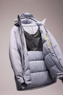DeFactoFit Termometreli Mont Parka Su Itici Ruzgar Gecirmez Slim Fit Dar Kesim Kapusonlu Fermuarl?  фото 4
