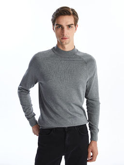 Yar?m Bal?k?? Yaka Uzun Kollu Erkek Triko Kazak