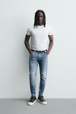 JEANS SKINNY FIT ROTOS / Azul claro