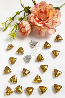 Стразы пришивные 12 мм "Треугольник" (10 шт) SF-3766, золото №14