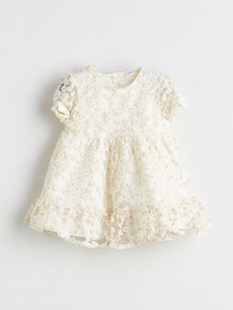 ?i?ekli Dantelli K?z Bebek Elbise