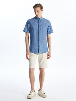 Regular Fit Keten Kar???ml? Erkek G?mlek