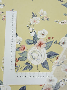 Штапель Цветочная элегия цв.соломенно-желтый, СОРТ2, ш.1.45м, вискоза-100%, 100гр/м.кв - Купава фото 7