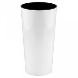 Кашпо для цветов пластмассовое "Камелия" 1,5л, д14см, h26см, со вставкой h13см, полипропилен, белый (Беларусь)