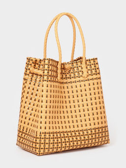 Сумка плетёная, 40×20×55 см, пластик, бежевая