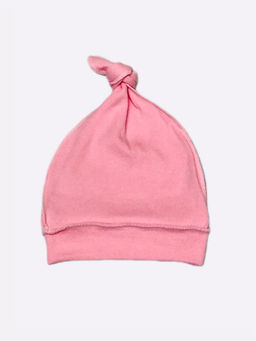 Шапочка интерлок-пенье на завязках узелок, арт.FC-SH010-ITpk, швы наружу, цвет розовый