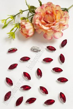 Стразы пришивные 15 мм "Овал заостренный" (20 шт) SF-3713, бордовый