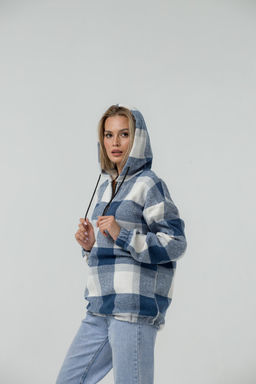 УТЕПЛЕННАЯ Толстовка клетка унисекс, т.синий - Knitka wear фото 11