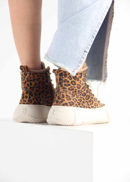 Ботинки 217.PODYUM151be. коричневый леопард замша/Шерсть