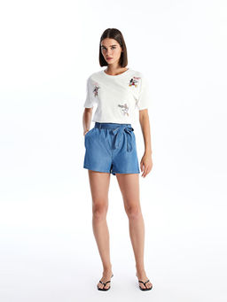 Kad?n Beli Lastikli D?z Jean ?ort