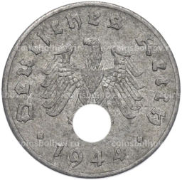 Монета 1 рейхспфенниг 1944 года A Германия