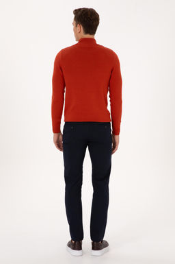 Erkek Lacivert Slim Fit Kanvas / Chino Pantolon