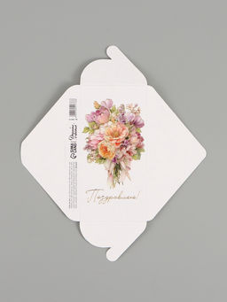 Цена за 10 шт. Конверт для денег «Поздравляю», цветы, тиснение, 16.5×8 см