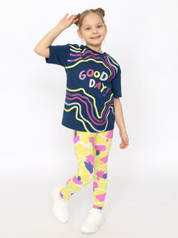 CRB wear/CSKG 90237-41-395 Комплект для девочки (футболка, брюки модель легинсы),темно-синий/Ex.Cherubino  фото 3