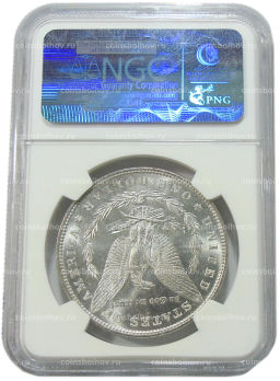 1 доллар 1887 года США Доллар Моргана (в слабе NGC MS 63)