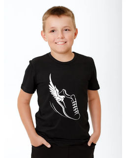 Футболка принт "Кеда с крылом", цвет черный, 100% х/б