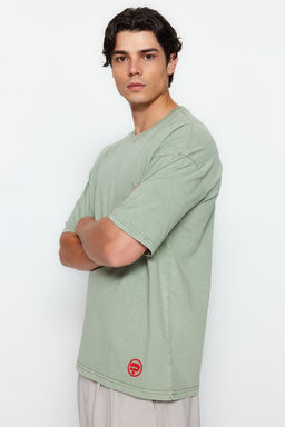 TRENDYOL MAN Premium Antrasit Oversize/Genis Kesim Soluk Efektli %100 Pamuklu T-Shirt TMNSS23TS00153 - Trendyolmilla фото 3