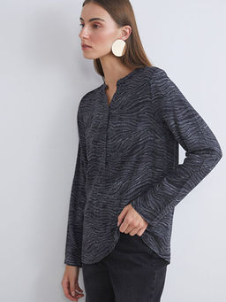 Ka??k Yaka Desenli Bluz