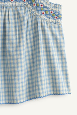 TOP BORDADOS CUADROS LIMITED EDITION / Azul / Blanco - Zara фото 9