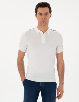 Beyaz Slim Fit Polo Yaka Triko T-shirt