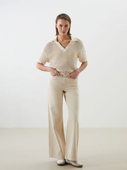 Polo Yaka Ajurlu Kad?n Triko Kazak