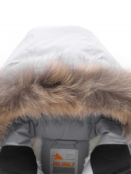 Парка зимняя подростковая для девочки с капюшоном и мехом серого цвета 9532Sr