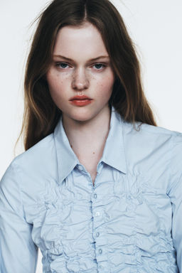 POPLIN SHIRT WITH ELASTIC GATHERING - Zara фото 15