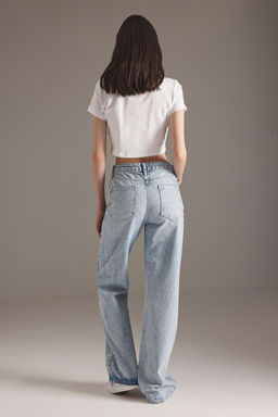 Trendyolmilla Mavi Kurdele/Fiyonk Detayl? Tasl? Normal Bel Wide Leg Jeans TWOSS25JE00234  фото 4