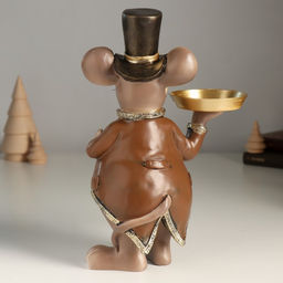 Подсвечник полистоун на 1 свечу «Мышонок в цилиндре и фраке», 17×10×23 см