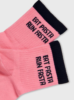 Цена за 5 пар! Носки женские розовые с надписью EAT PASTA, RUN FASTA - Mark formelle фото 4