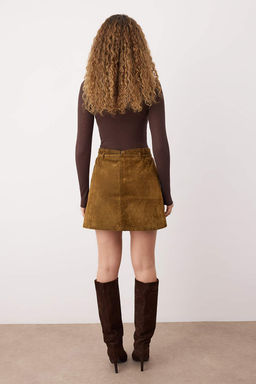 Camel Suet Gorunumlu Kemer Detayl? Mini Denim Etek TWOAW26ET00095 - Trendyolmilla фото 4