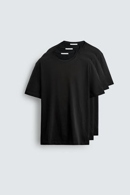PACK 3 CAMISETA MEDIUM WEIGHT B?SICA / Negro